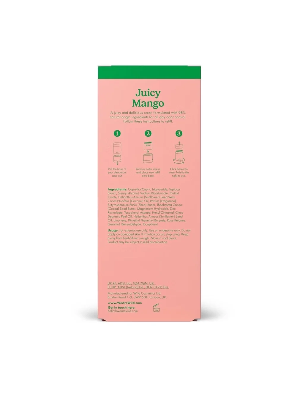 2× Wild Juicy Mango Refillable Deodorant - Purple Case (Set of 2)